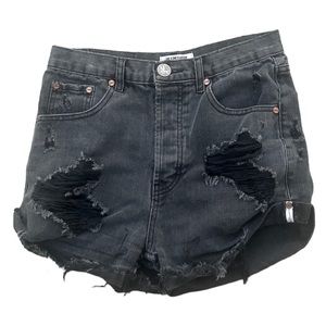 One Teaspoon Women’s Cheeky Cutoff Shorts Denim Distressed Size 24 high waisted